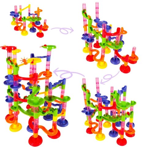 Tor kulkowy kulodrom wyścig kulek klocki zjeżdżalnia tunel MARBLE 219 elementów XXL
