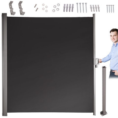 Markiza boczna tarasowa LUARO parawan zwijana 180 x 400 cm szara
