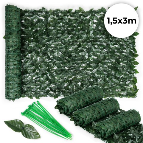 Sztuczny bluszcz żywopłot 3 sztuki 300x50 cm zielona osłona na balkon maskująca - 3 ROLKI Sztuczny bluszcz żywopłot 3 sztuki 300x50 cm zielona osłona na balkon maskująca - 3 ROLKI