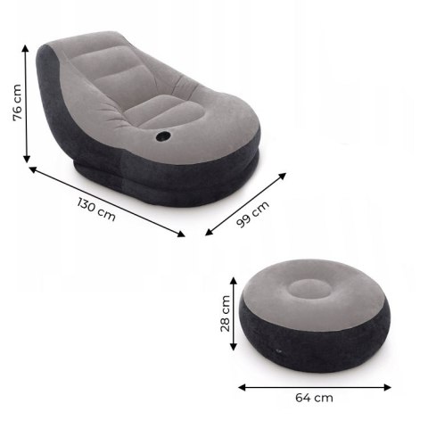 Fotel dmuchany sofa z podnóżkiem 1-osobowa INTEX 68564