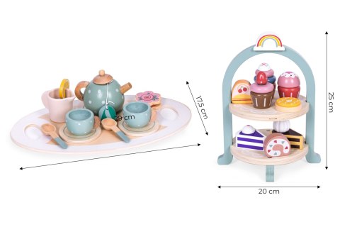 Serwis do herbaty kawy z ciastkami filiżanki dzbanek tacka patera ECOTOYS