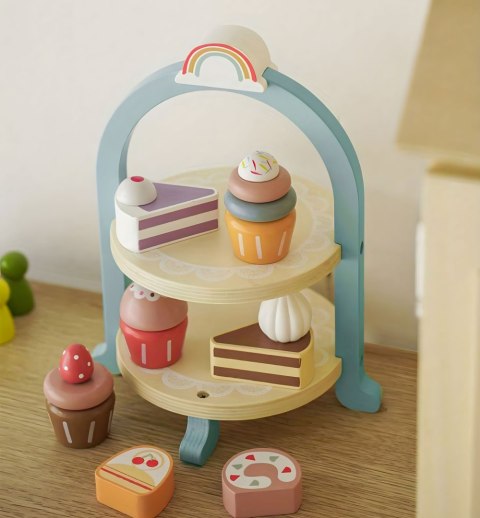 Serwis do herbaty kawy z ciastkami filiżanki dzbanek tacka patera ECOTOYS