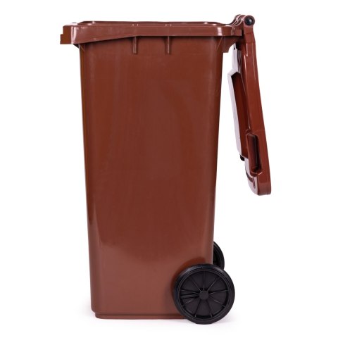 Kosz na śmieci pojemnik 120L kubeł śmietnik brązowy BIO gumowe koła