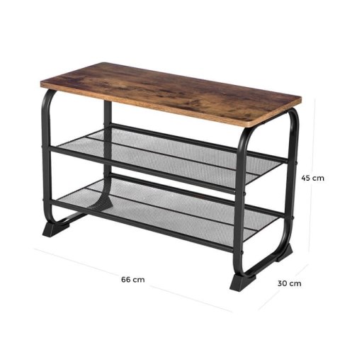 Regał na buty z siedziskiem loftowy 2 półki