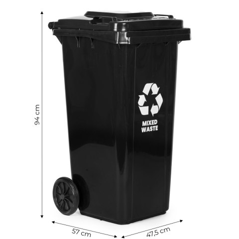 Zestaw 2 koszy na śmieci pojemniki 2x120L czarny brązowy odpady zmieszane BIO gumowe koła