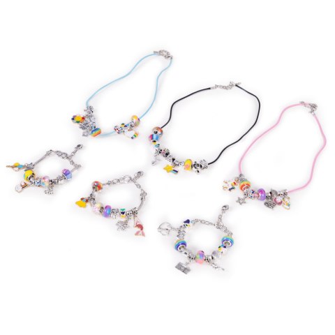 Zestaw do robienia bransoletek naszyjników charmsy koraliki 66 elementów + organizer i torba