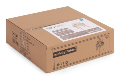 Drewniany stolik edukacyjny interaktywny dla dzieci 5w1 labirynt mula kolejka lusterko ECOTOYS