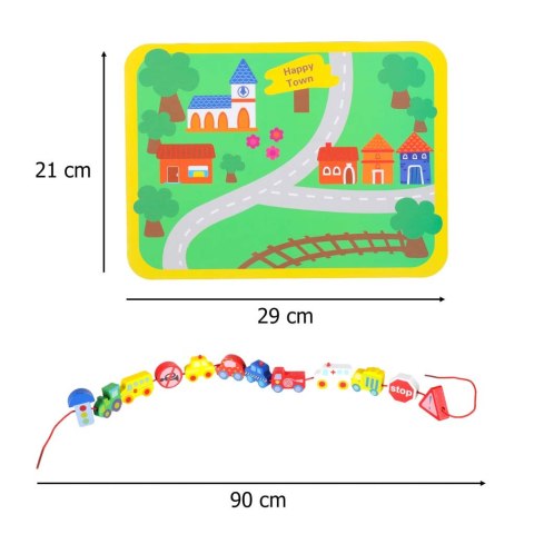 Klocki drewniane do nawlekania tablica plansza samochody pojazdy
