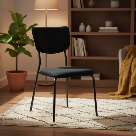 Komplet 4 krzeseł welurowych do jadalni i salonu czarne ModernHome