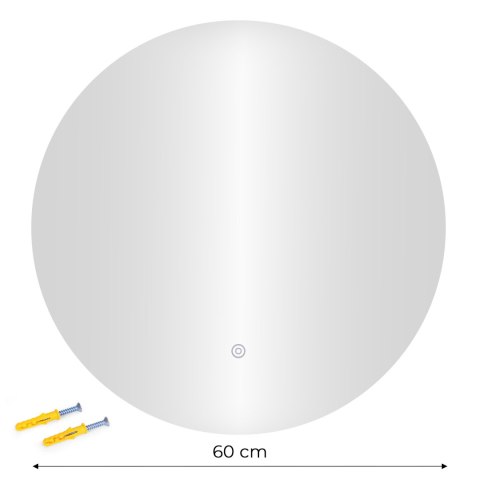 Lustro łazienkowe LED okrągłe ścienne 60 cm 3 barwy włącznik dotykowy ModernHome
