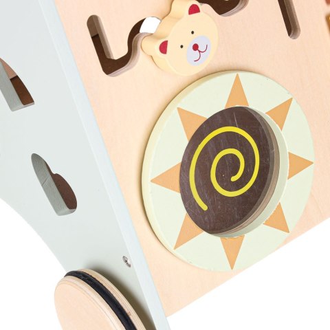 Pchacz dla dziecka chodzik drewniany z liczydłem niebieski