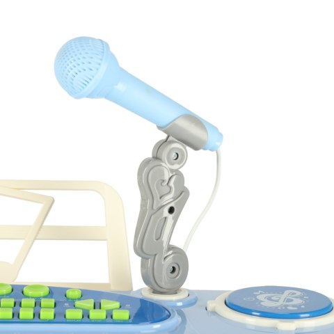 Keyboard dla dzieci pianinko interaktywne organki 37 klawiszy mikrofon statyw niebieski