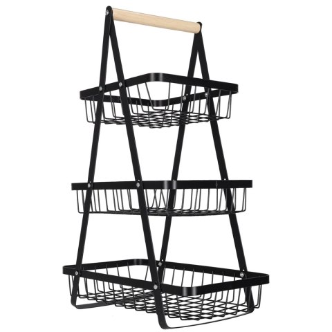 Kosz na owoce i warzywa piętrowy patera trzypoziomowa metal drewno