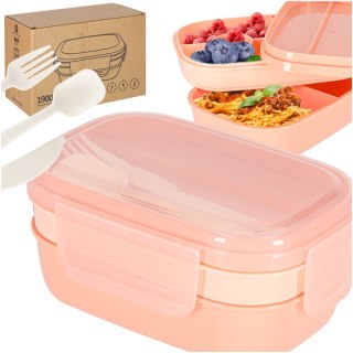 Lunch box śniadaniówka pudełko śniadaniowe z przegródkami dzielone 1900ml morelowe