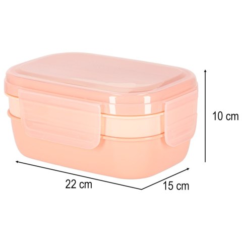 Lunch box śniadaniówka pudełko śniadaniowe z przegródkami dzielone 1900ml morelowe