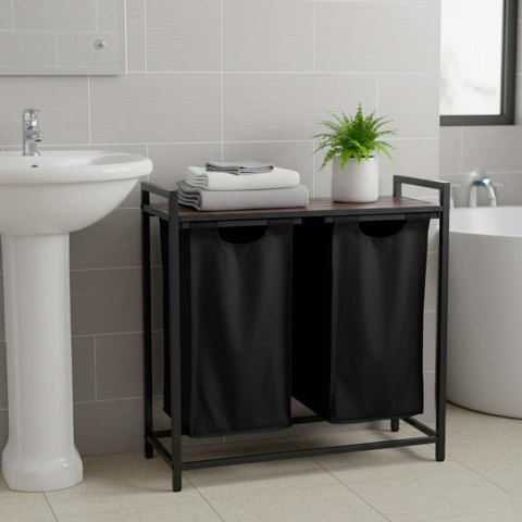 Kosz na pranie bieliznę 2 komory z półką blatem pojemnik loft 92l