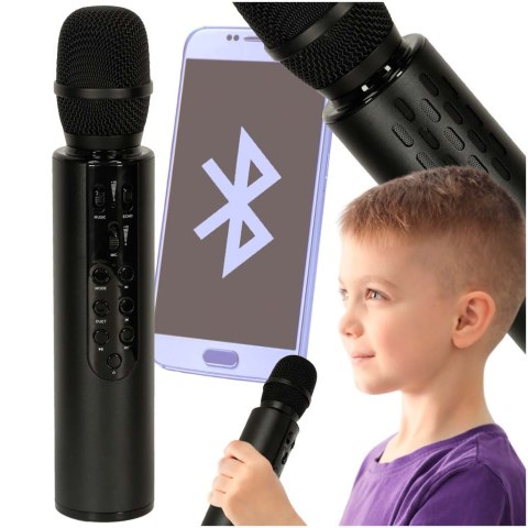 Mikrofon bezprzewodowy karaoke dla dzieci głośnik Bluetooth 2000mAh karta SD USB wysoka jakość czarny