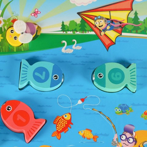 Gra drewniana rybki łowienie rybek na magnes pszczółki montessori