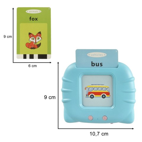 Nauka języka angielskiego czytnik kart do nauki słówek fiszki niebieski