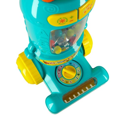 Odkurzacz bezprzewodowy pionowy dla dzieci interaktywny z dźwiękiem niebieski