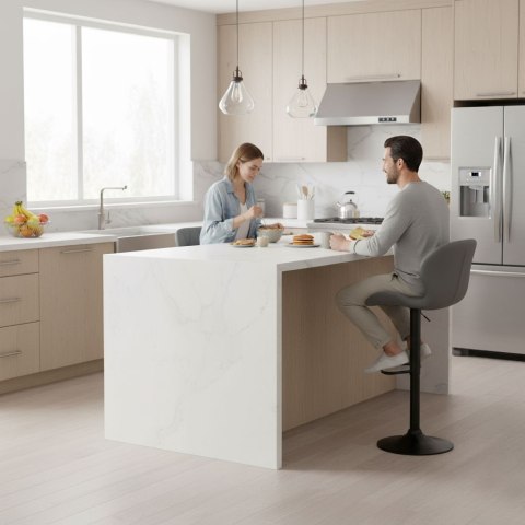 Hoker stołek barowy obrotowy regulacja wysokości podnóżek szary ModernHome