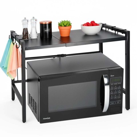 Półka kuchenna nad mikrofalówkę organizer regulowany metalowy 6 wieszaków