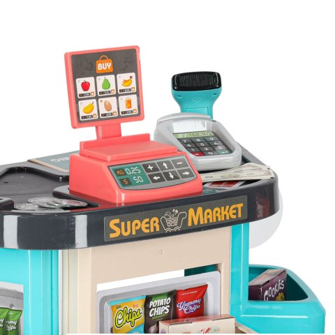 Supermarket sklep kasa fiskalna + wózek miętowy