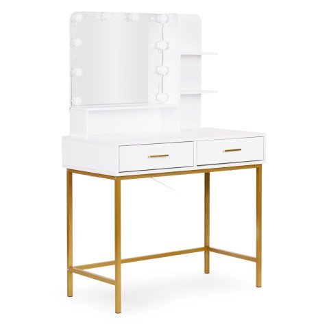 Duża toaletka kosmetyczna z lustrem i oświetleniem LED 3 barwy półki szuflady ModernHome