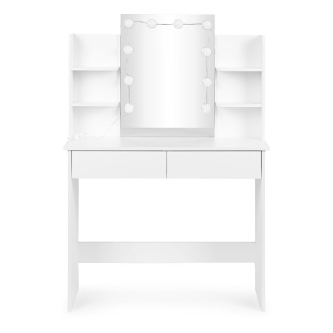 Duża toaletka kosmetyczna z lustrem i oświetleniem LED 3 barwy półki szuflady ModernHome