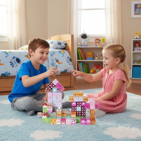 Klocki magnetyczne konstrukcyjne dla dzieci zestaw 113 elementów