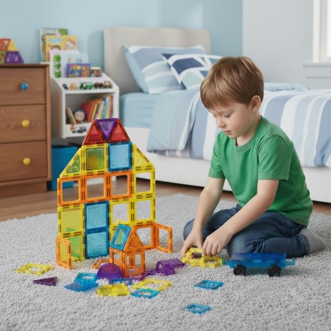 Klocki magnetyczne konstrukcyjne domek autko 45 elementów