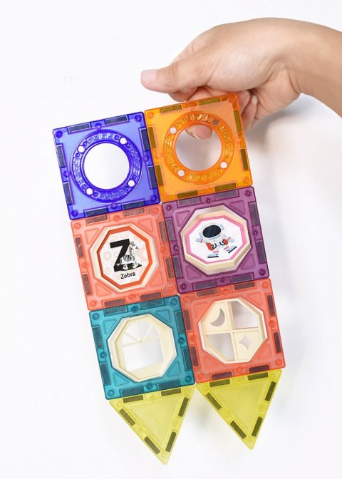 Klocki magnetyczne tor kulkowy LED klocki konstrukcyjne kulodrom 166 elementów