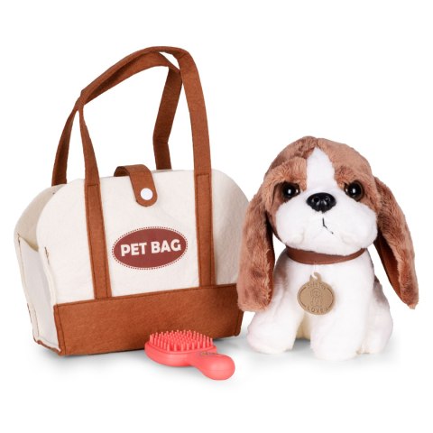 Pluszowy piesek w torebce beagle maskotka dla dziecka + szczotka do pielęgnacji