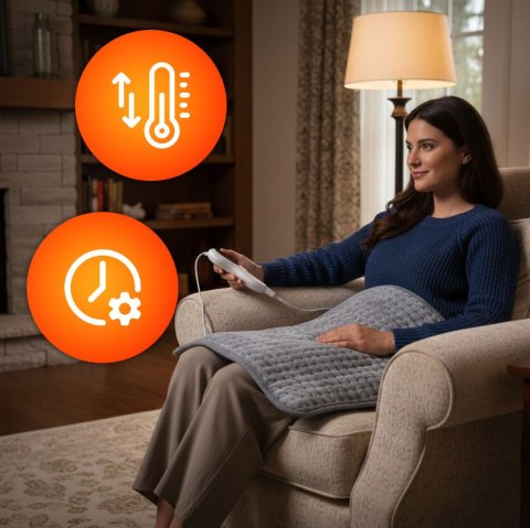 Poduszka elektryczna 60x30 cm mata grzewcza z pilotem 10 poziomów grzania 75W ModernHome