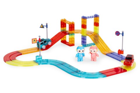 Tor dla aut klocki magnetyczne komplet 154 elementy autka LED