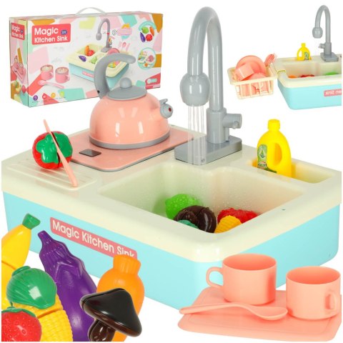 Zlewozmywak zlew do mycia naczyń dla dzieci z akcesoriami leci woda niebieski