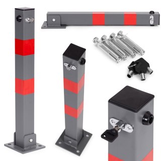Blokada parkingowa składana słupek 60 cm na klucz z odblaskowymi pasami