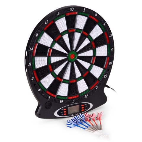 Elektroniczna tarcza do darta gry w rzutki lotki tablica LCD 38 cm 18 gier zestaw 6 rzutek