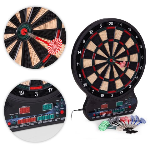 Elektroniczna tarcza do darta gry w rzutki lotki tablica LCD 42 cm 27 gier zestaw 12 rzutek