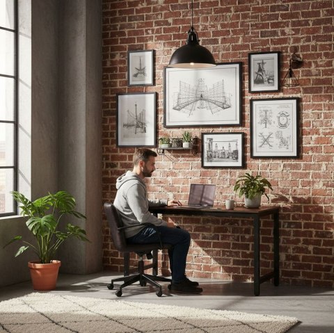 Biurko komputerowe szkolne stół 120x60 cm postarzany orzech ModernHome