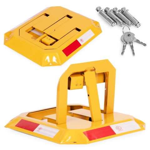 Blokada parkingowa składana zapora 30 cm na klucz z odblaskowymi pasami