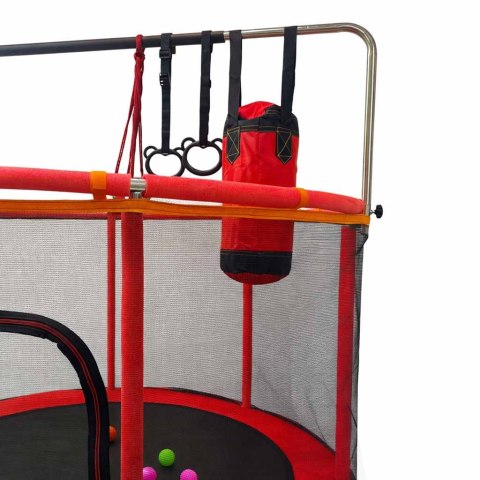 Trampolina dla dzieci ogrodowa siatka piłki koszykówka 150cm czerwona