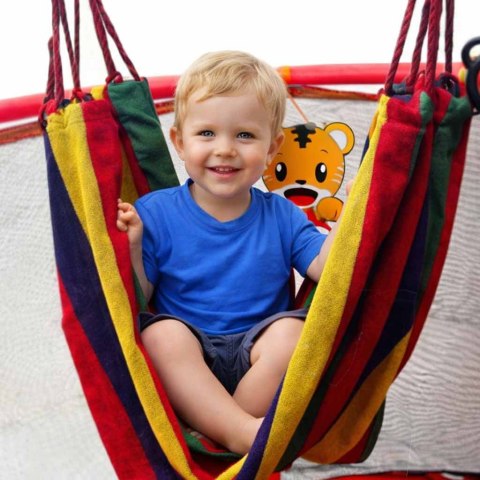 Trampolina dla dzieci ogrodowa siatka piłki koszykówka 150cm czerwona