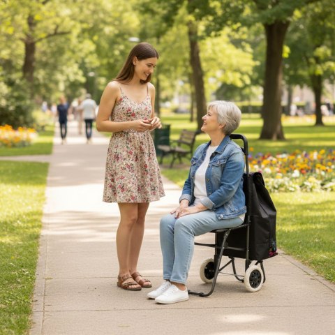 Wózek na zakupy torba 30 litrów ze składanym siedzeniem duże koła ModernHome