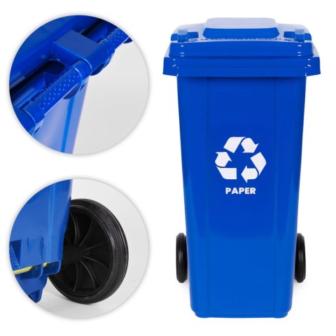 Zestaw 5 koszy na śmieci pojemniki 5x120L niebieski zielony żółty czarny brązowy makulatura szkło plastik odpady zmieszane BIO g